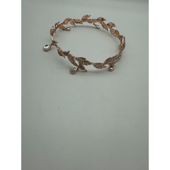 Rose Gold Tone Crystal Accented Bridal Tiara - Picture 1 of 3